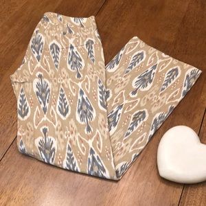 Boho linen tribal pattern wide leg pants size2 NWT